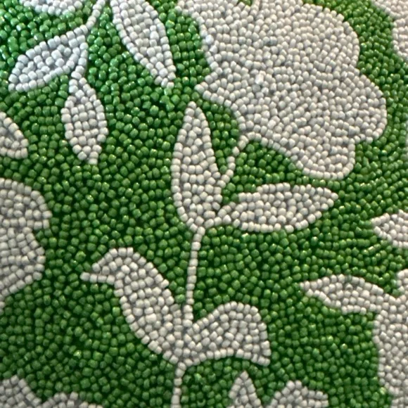 Kate Spade target beaded front toss pillow. Green and Blue Floral 12x12 - Picture 11 of 13